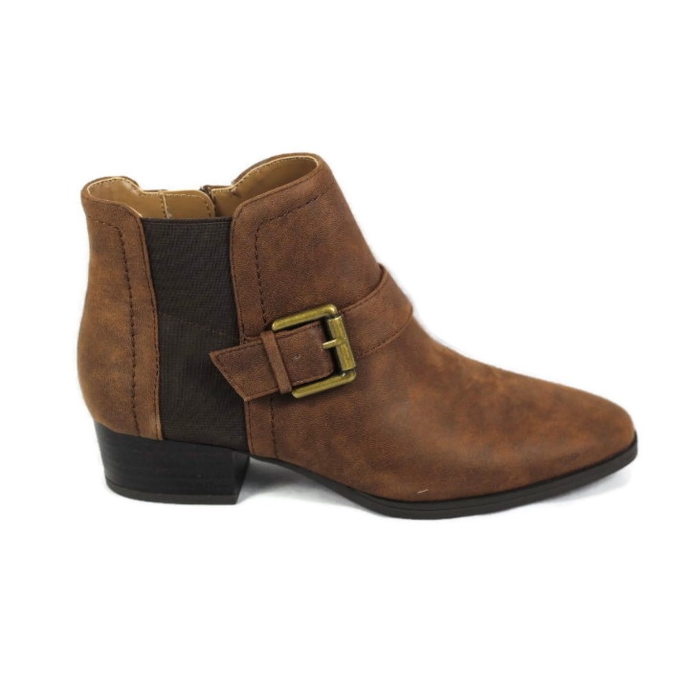 Aerosoles Crossout Brown Women's Booties Side Zip Textile Upper Side 7 M - Picture 9 of 14